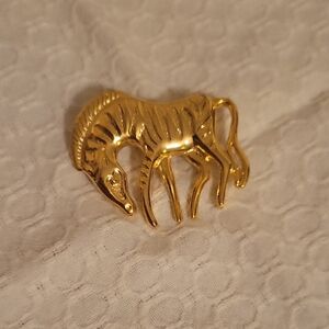 Gold Zebra Brooch Pin